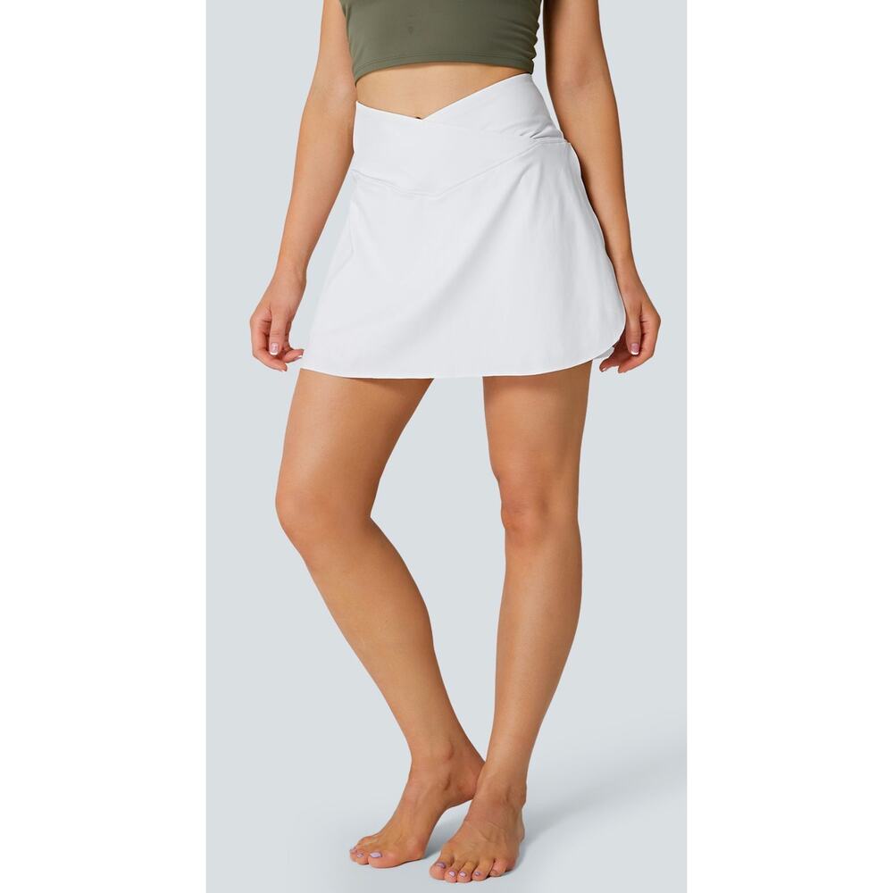 Halara Softlyzero Crossover Pocket Mini Tennis Skirt Skort Womens XS White UPF50